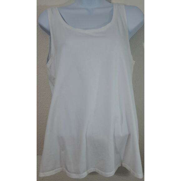 Purejill White Scoop Neck Tank Top Medium Sleeveless Stretchy Soft - Picture 1 of 3